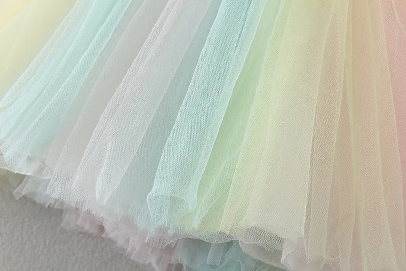 Connie - Rainbow Tutu & Embellished Lace  Party Dresses for Baby Girl