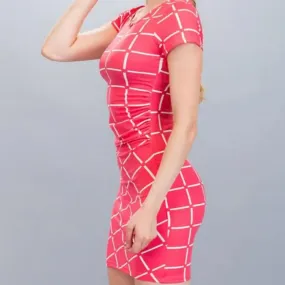 Coral Grid Dress