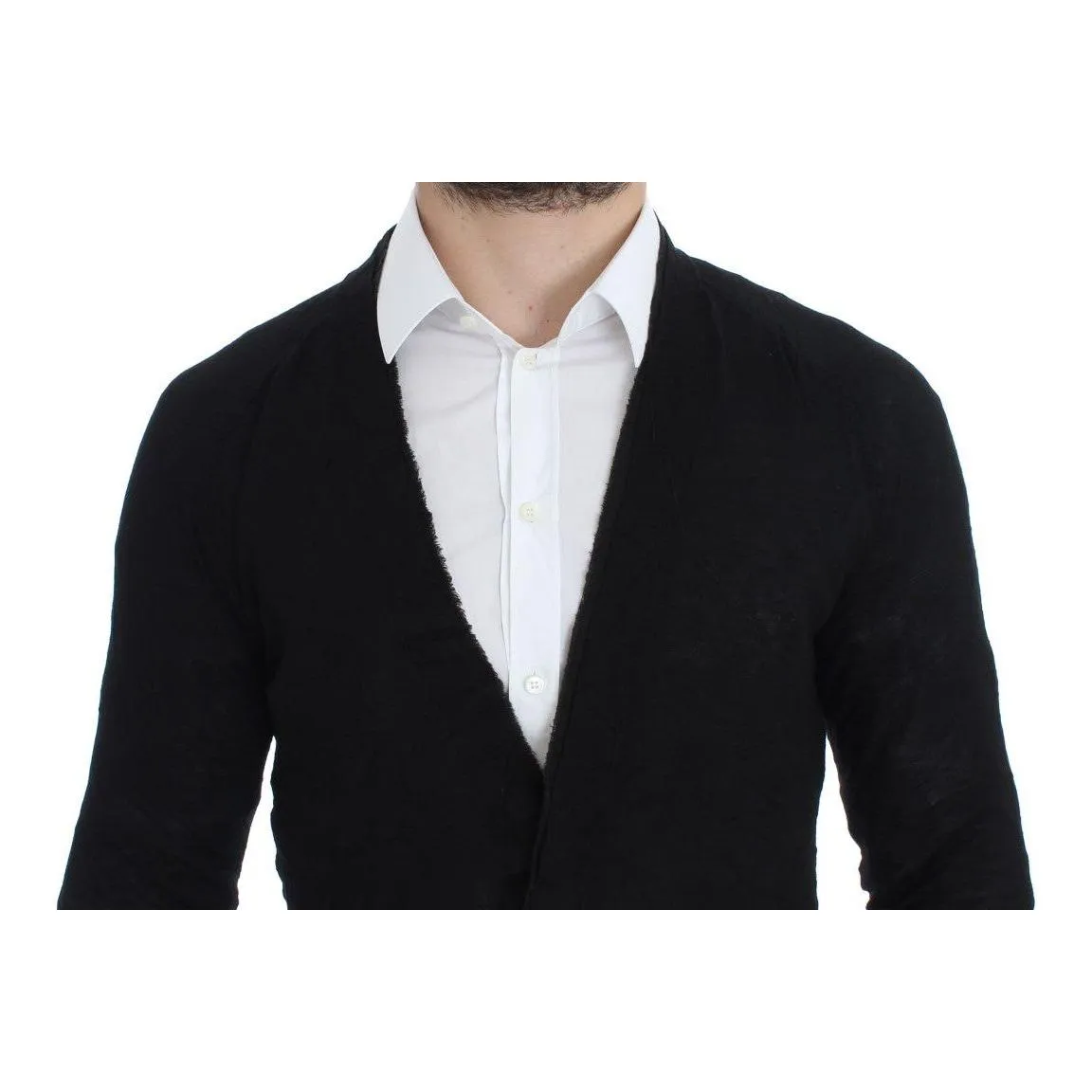 Costume National Elegant Black Merino Wool Cardigan