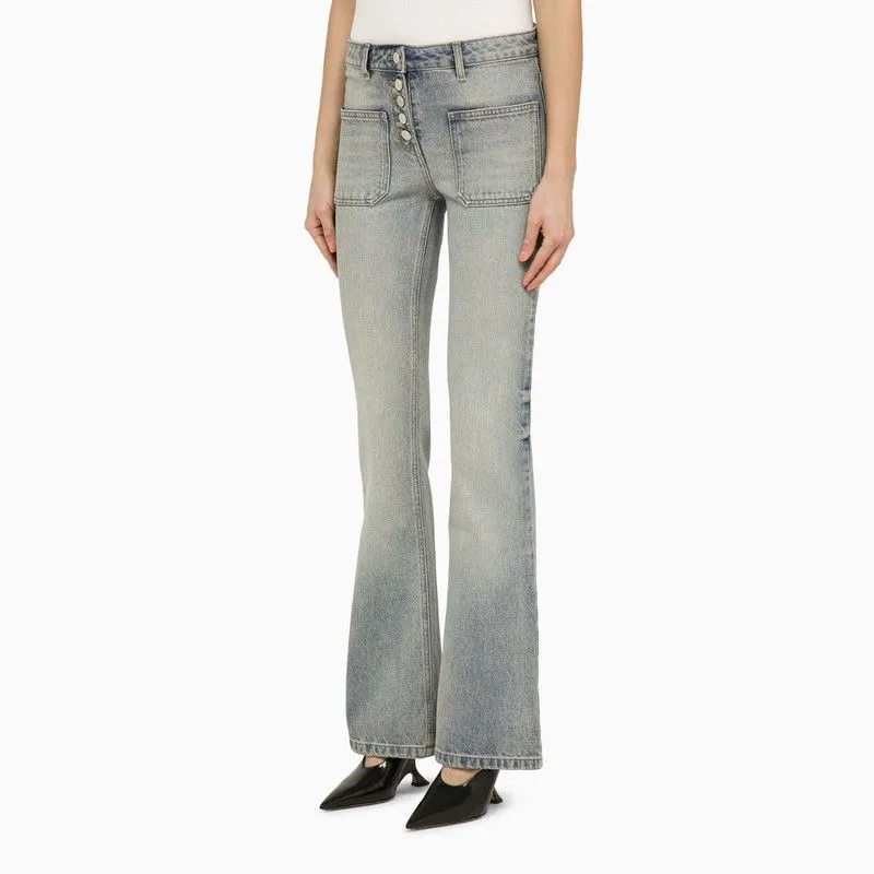 COURREGÈS Light Blue Washed Denim Flared Jeans for Women