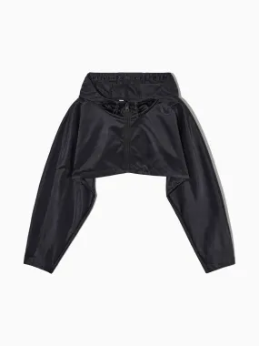 Cropped hooded nylon jacket