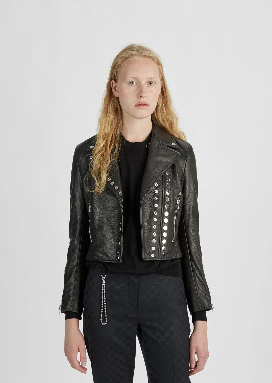 Cropped Sleeve Moto Jacket