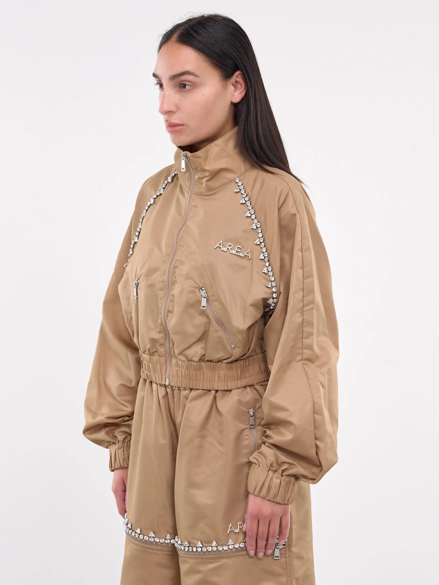 Crystal Trim Track Jacket (AWOU0028FA01-CAMEL)