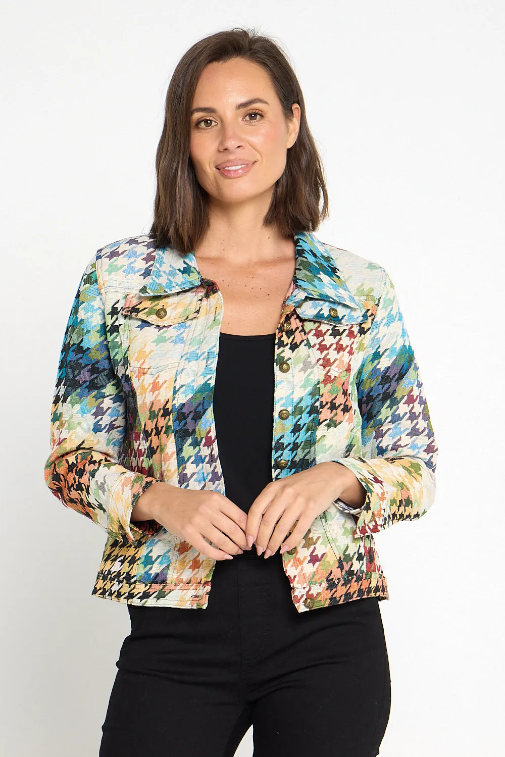 Dakota Jacket - Rainbow Houndstooth