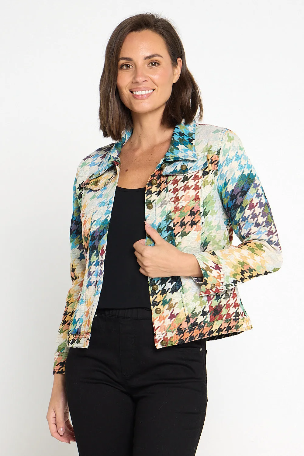 Dakota Jacket - Rainbow Houndstooth