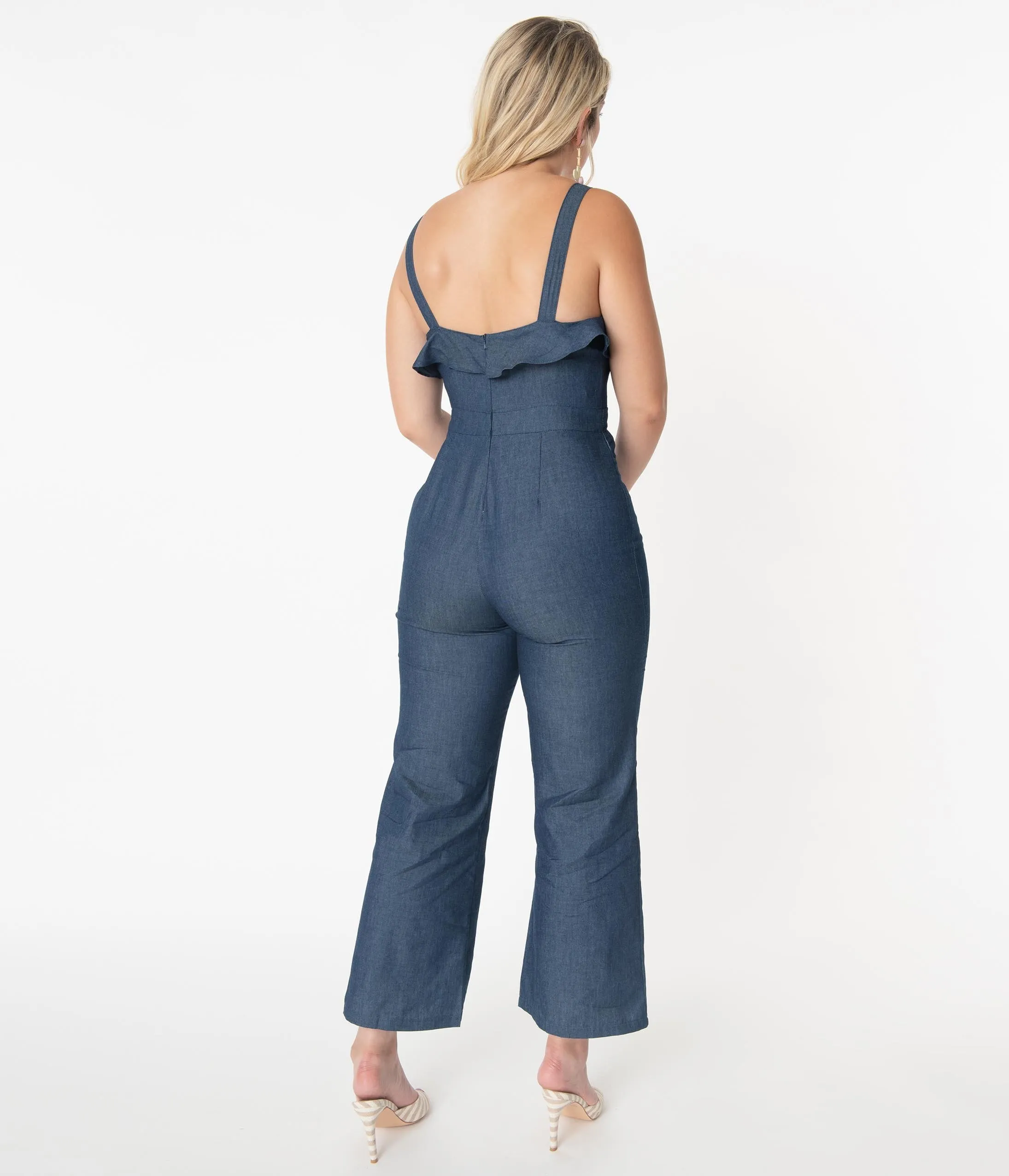 Dark Denim Cropped Jumpsuit