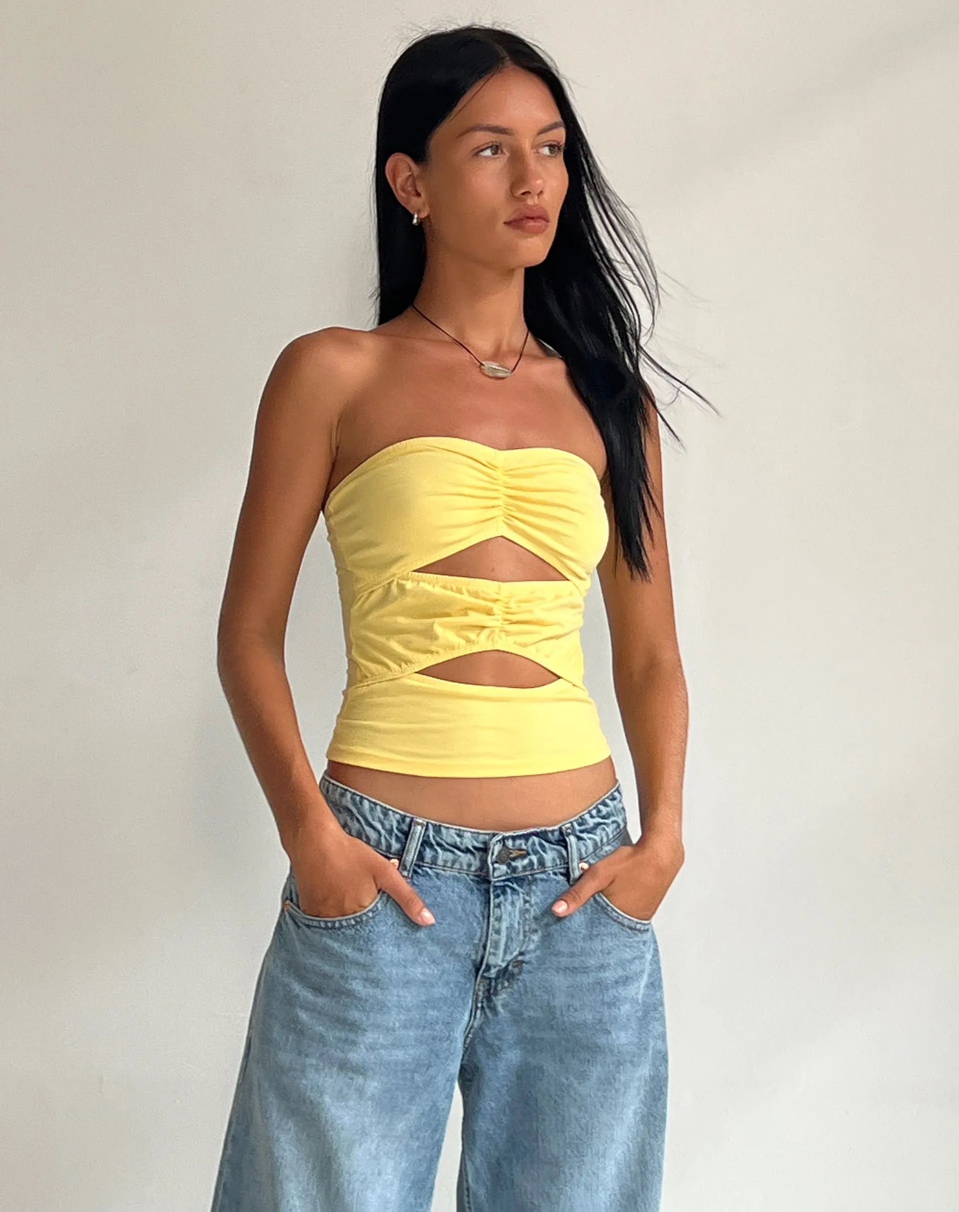 Dayu Bandeau Crop Top in Lemonade