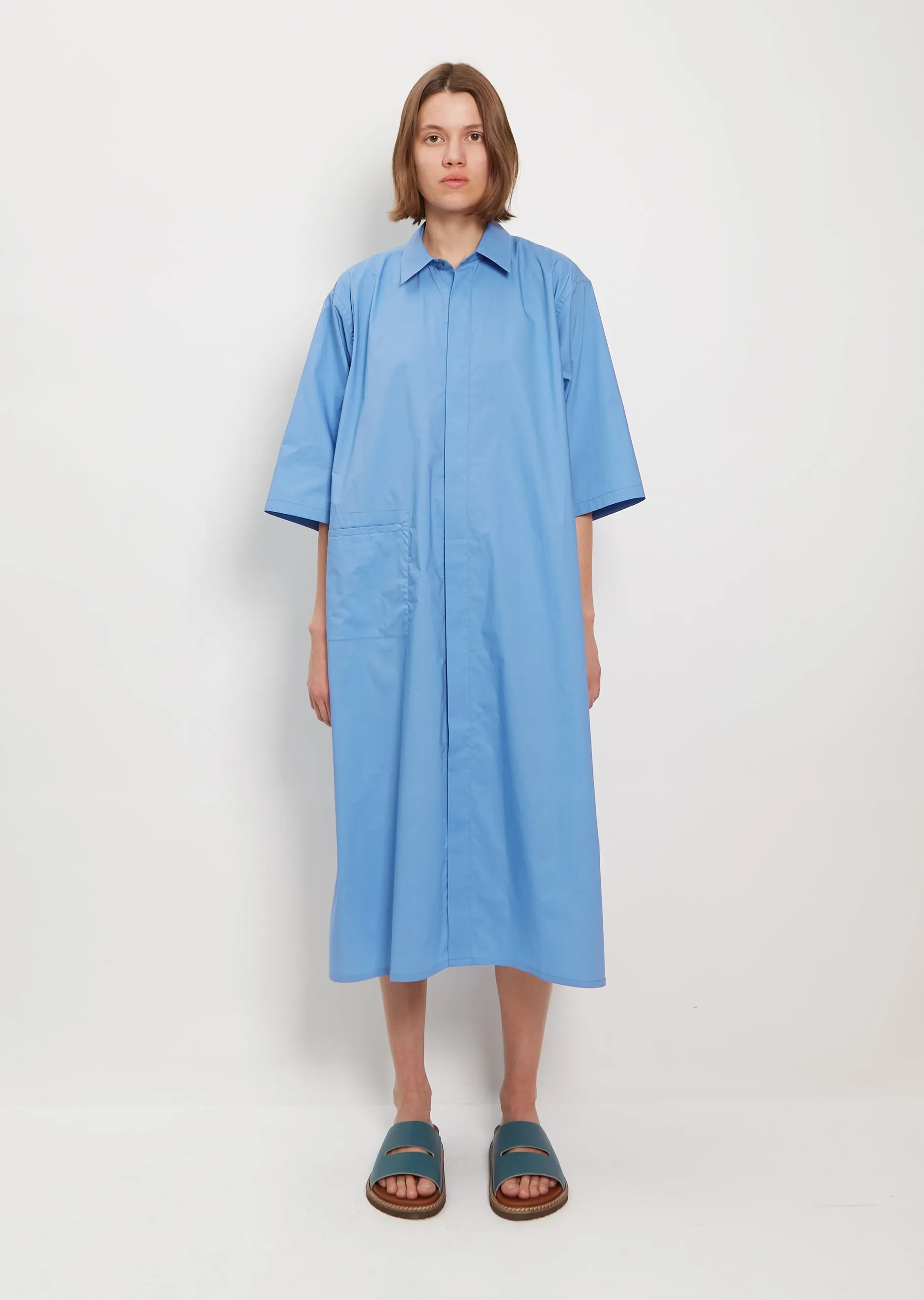 Dillion Cotton Shirt Dress — Blue Sky