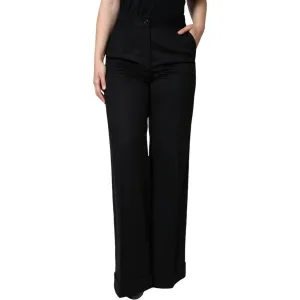 Dolce & Gabbana Black Cashmere Mid Waist Women Boot Cut Pants