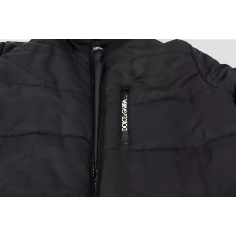 Dolce & Gabbana Black Nylon Hooded Parka Coat Winter Jacket