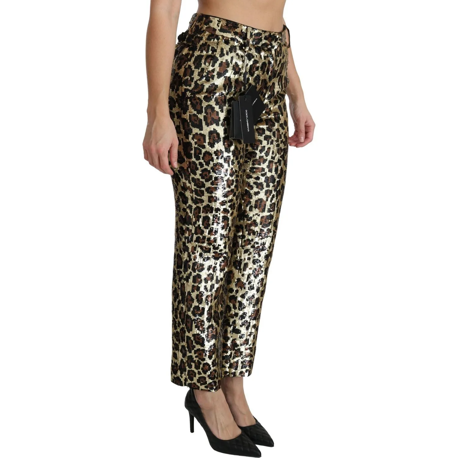 Dolce & Gabbana Chic High Waist Leopard Sequin Pants