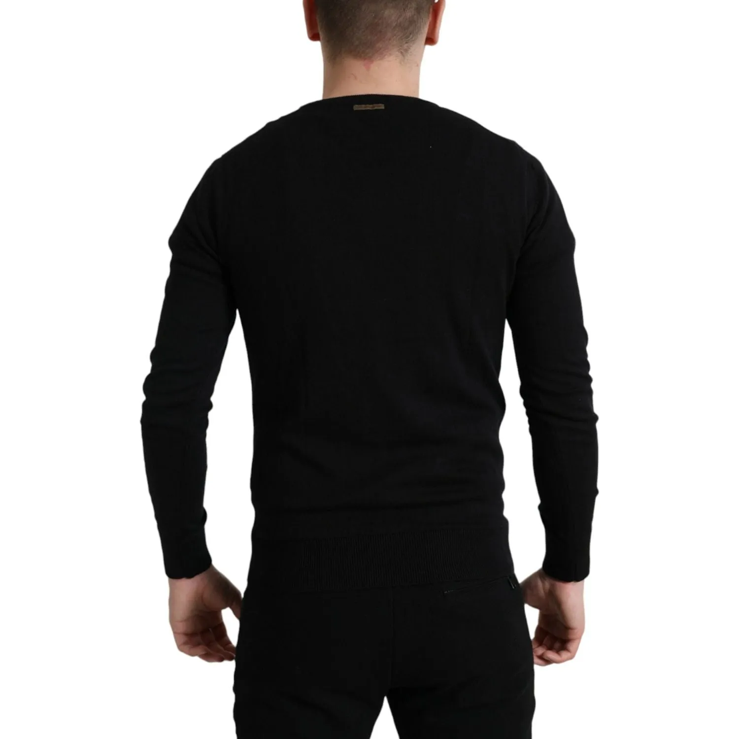 Dolce & Gabbana Elegant Black Cotton Crewneck Pullover Sweater