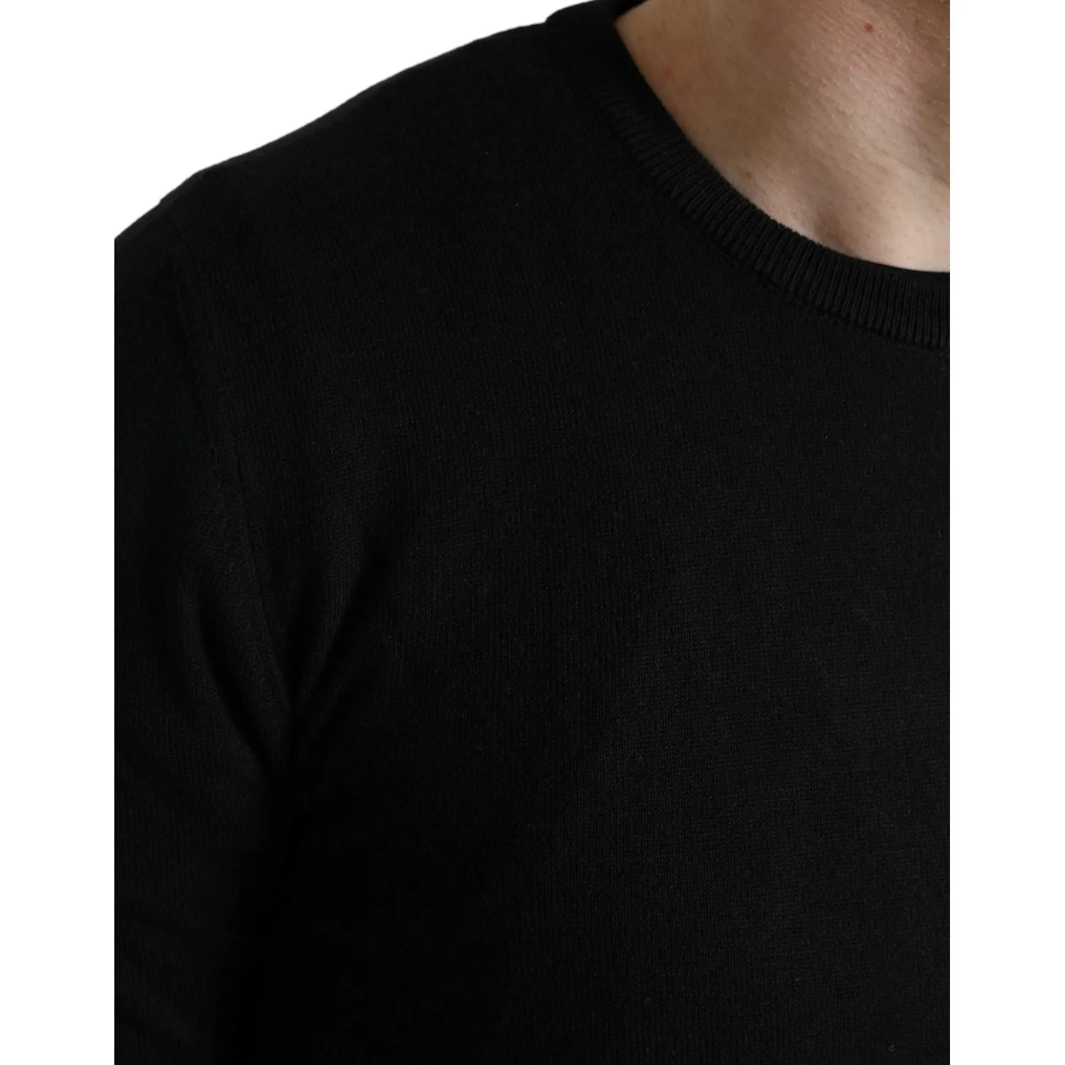 Dolce & Gabbana Elegant Black Cotton Crewneck Pullover Sweater