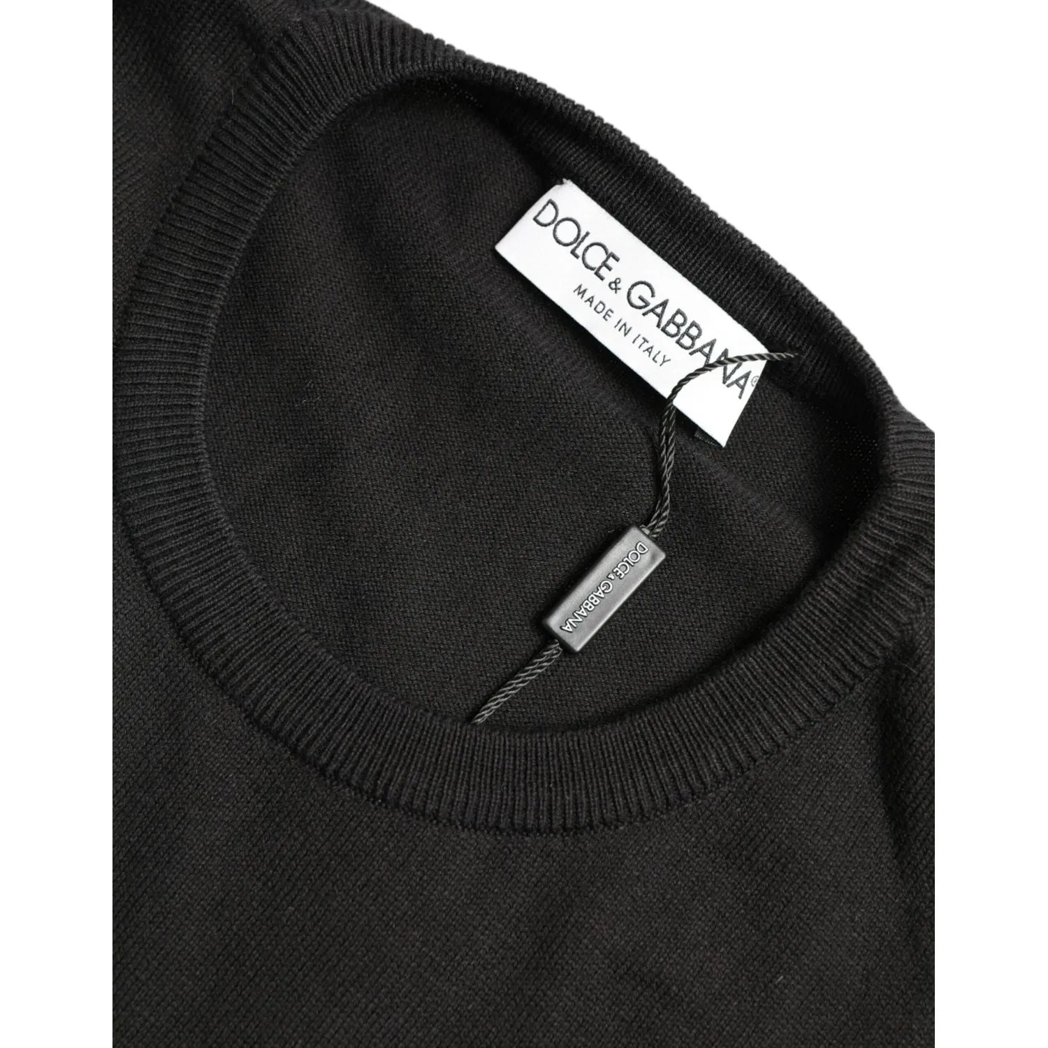 Dolce & Gabbana Elegant Black Cotton Crewneck Pullover Sweater