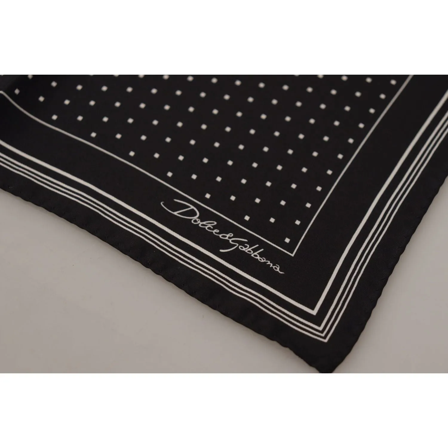 Dolce & Gabbana Elegant Black Silk Polka Dot Men's Scarf