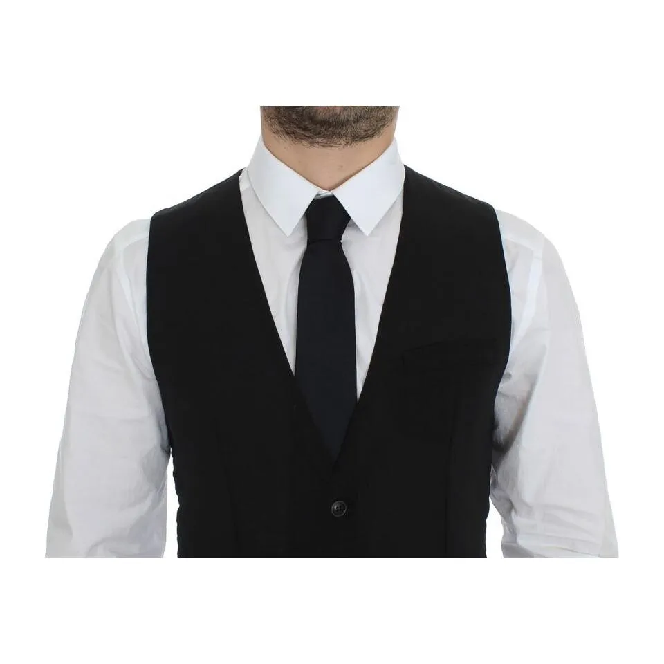 Dolce & Gabbana Elegant Black Wool Dress Vest