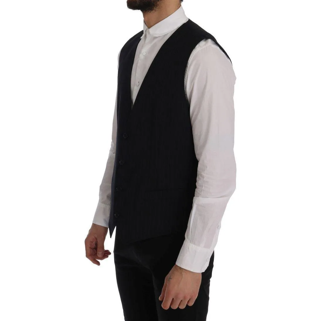 Dolce & Gabbana Elegant Blue Striped Waistcoat Vest