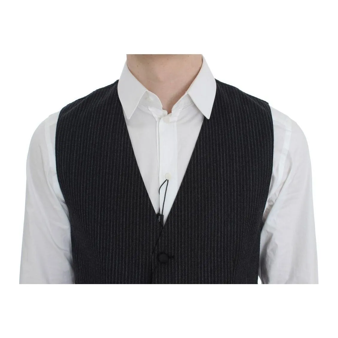 Dolce & Gabbana Elegant Gray Striped Wool Vest