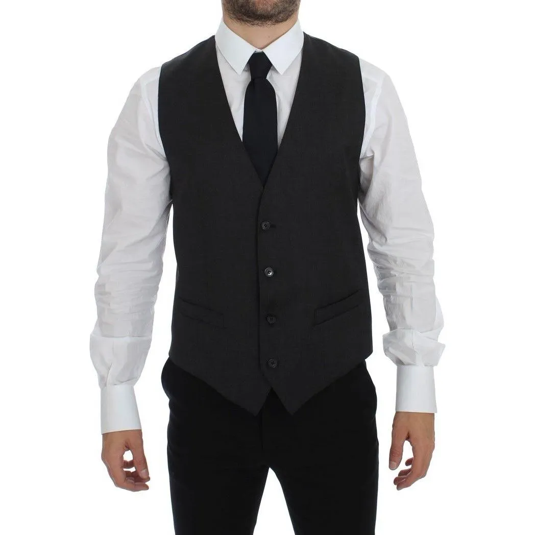 Dolce & Gabbana Elegant Gray Wool Formal Dress Vest