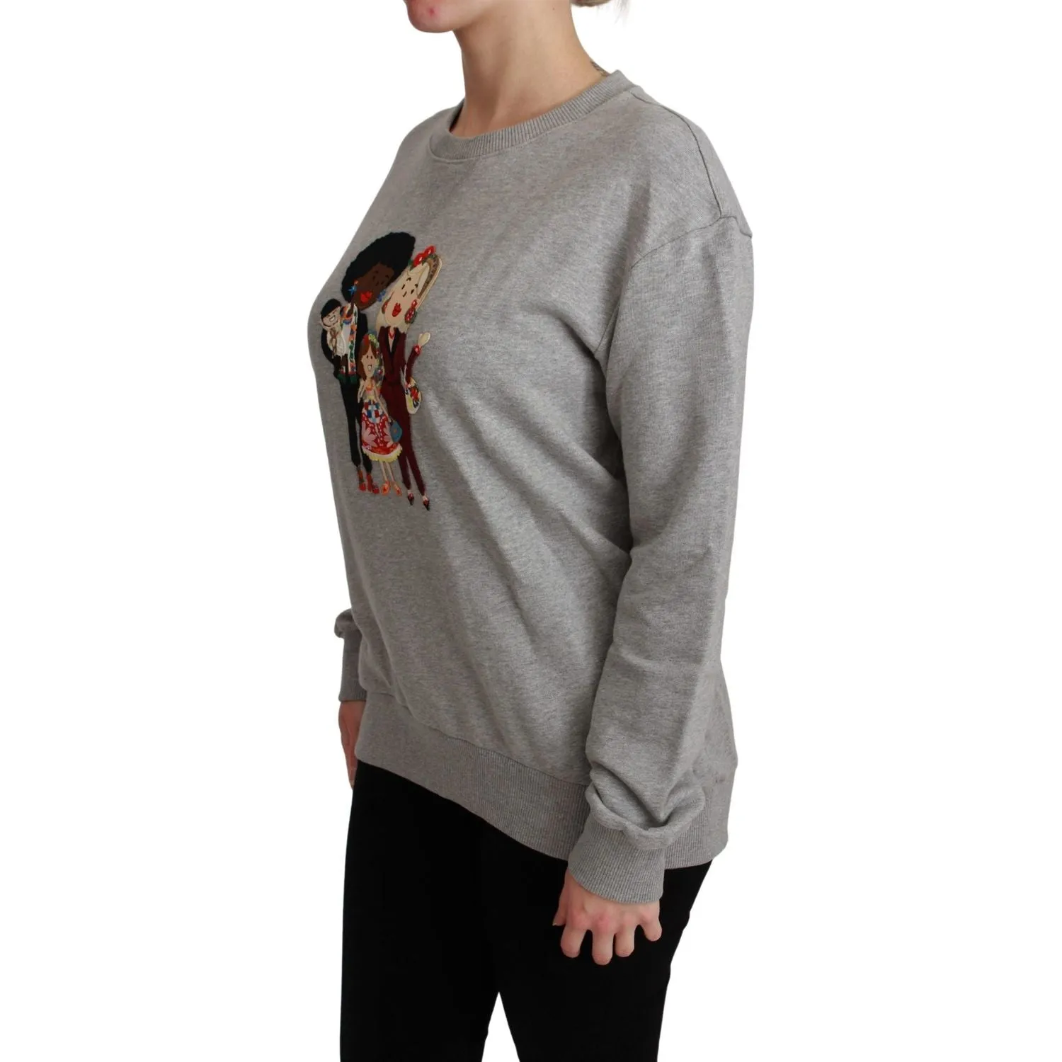 Dolce & Gabbana Elegant Multicolor Embroidered Crew-neck Sweater