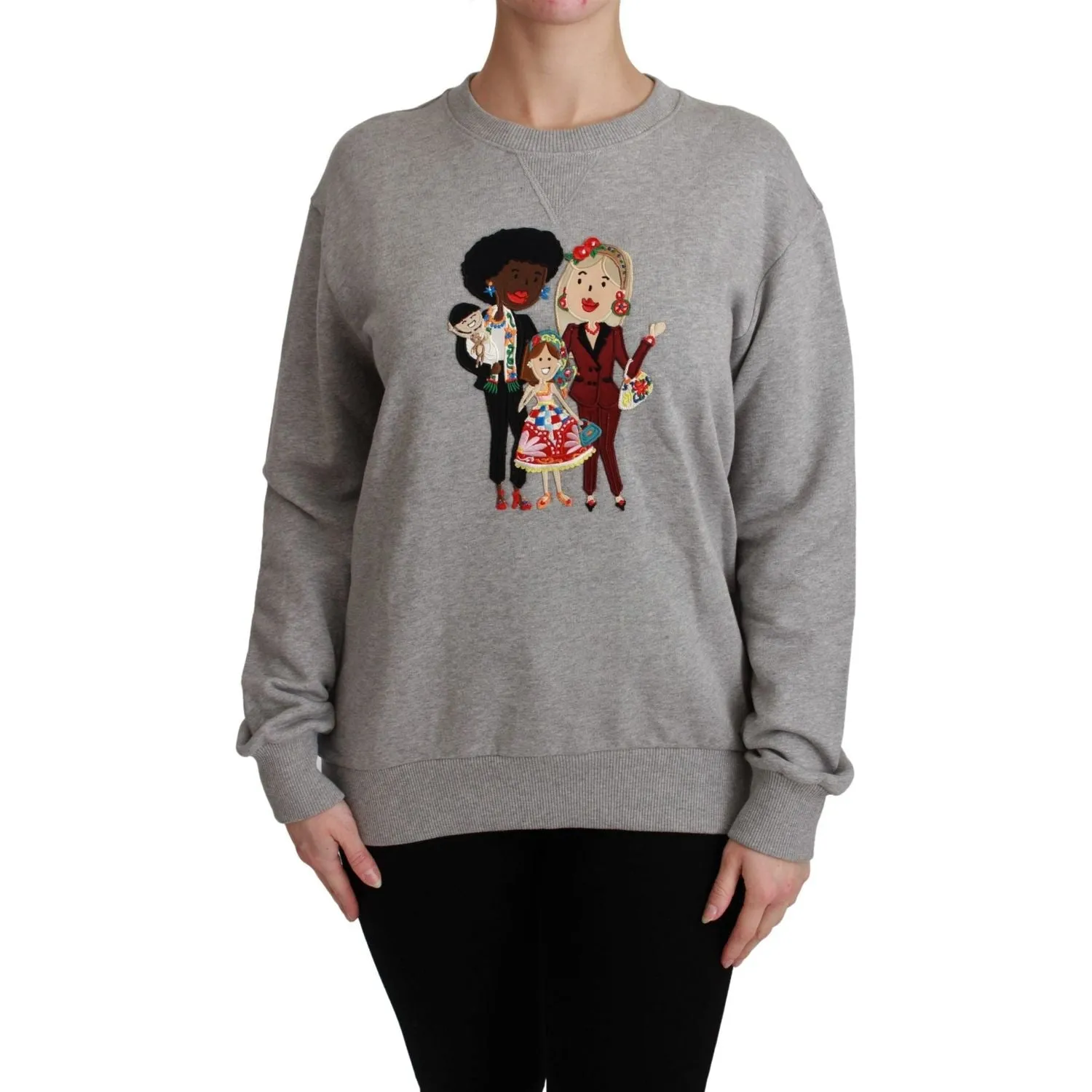 Dolce & Gabbana Elegant Multicolor Embroidered Crew-neck Sweater