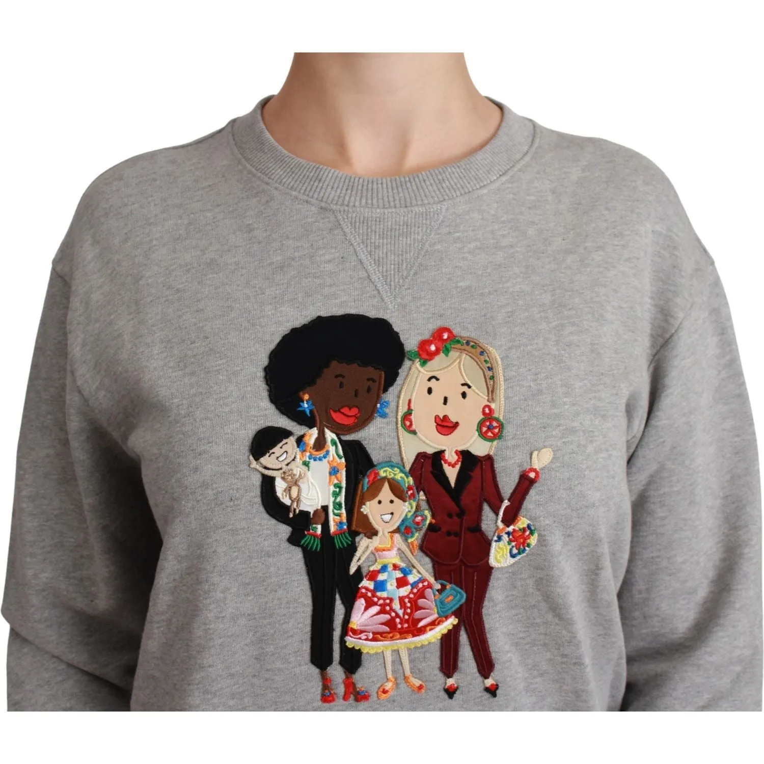 Dolce & Gabbana Elegant Multicolor Embroidered Crew-neck Sweater