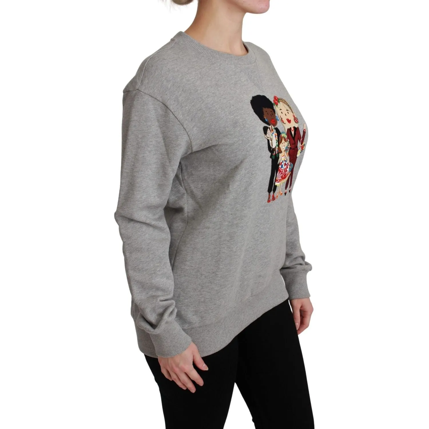 Dolce & Gabbana Elegant Multicolor Embroidered Crew-neck Sweater