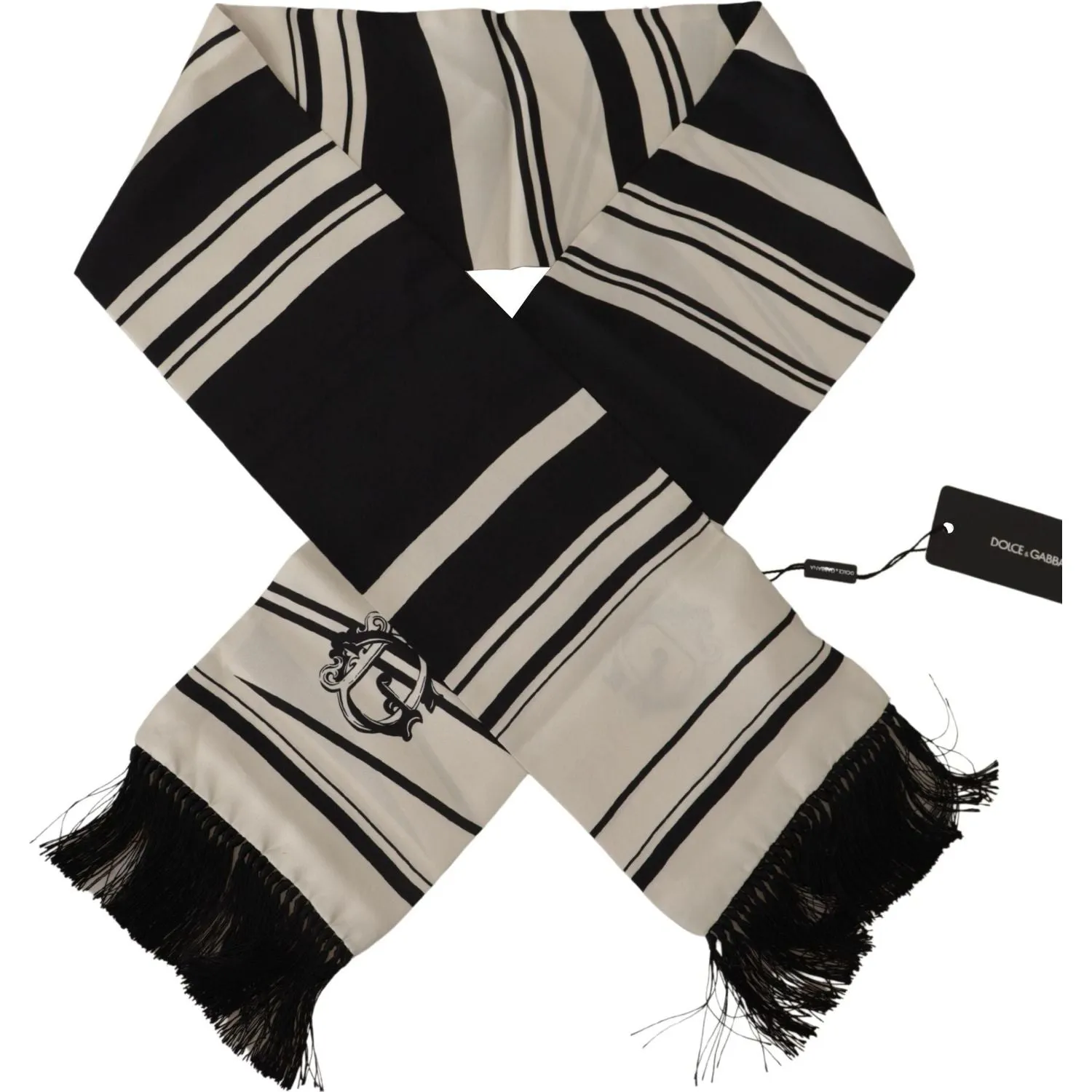 Dolce & Gabbana Elegant Silk Men's Scarf - Classic Black Stripe