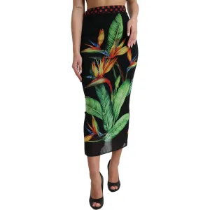 Dolce & Gabbana Floral High Waist Silk Midi Skirt