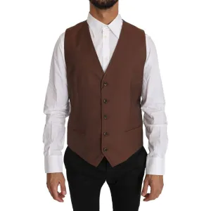 Dolce & Gabbana Sleek Bronze & Gray Formal Vest Slim Fit