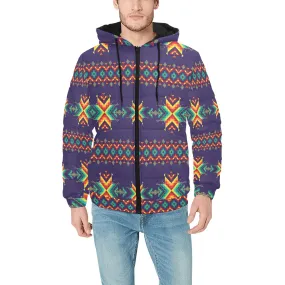 Dreams of Ancestors Indigo Men's Padded Hooded Jacket