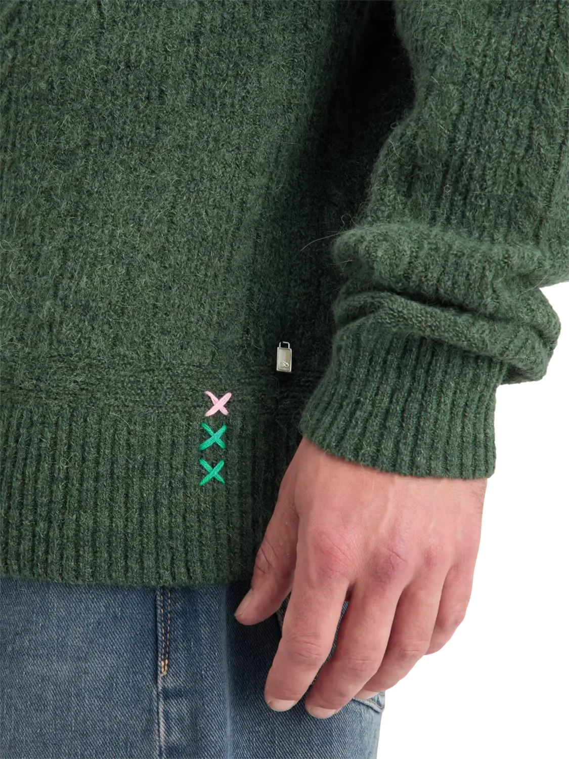 Drop Shoulder Alpaca Cardigan (Green) - 178824WI24301