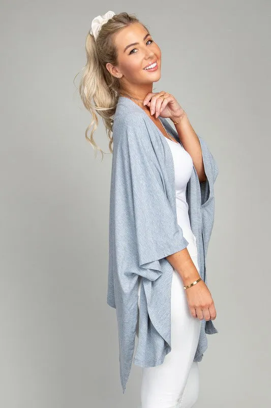 Drop Shoulder Open Front Cardigan