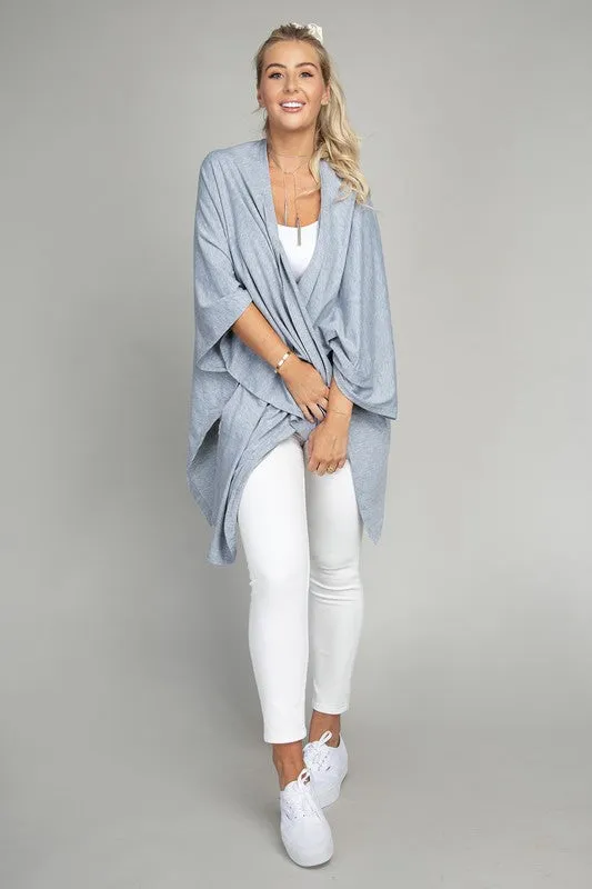 Drop Shoulder Open Front Cardigan