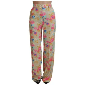 Dsquared² Beige Floral High Waist Straight Pants