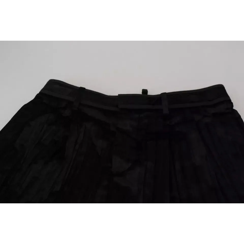 Dsquared² Black Pleated High Waist Wide Leg Cropped Pants