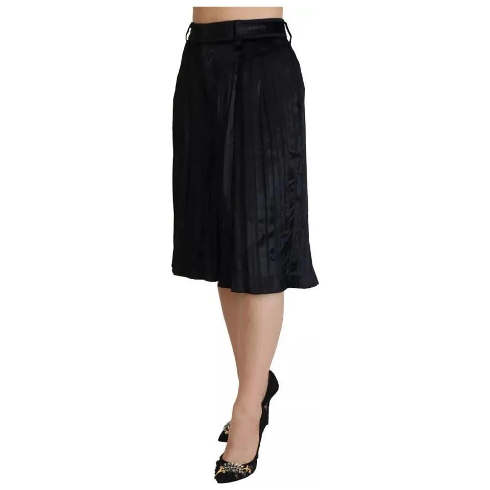 Dsquared² Black Pleated High Waist Wide Leg Cropped Pants