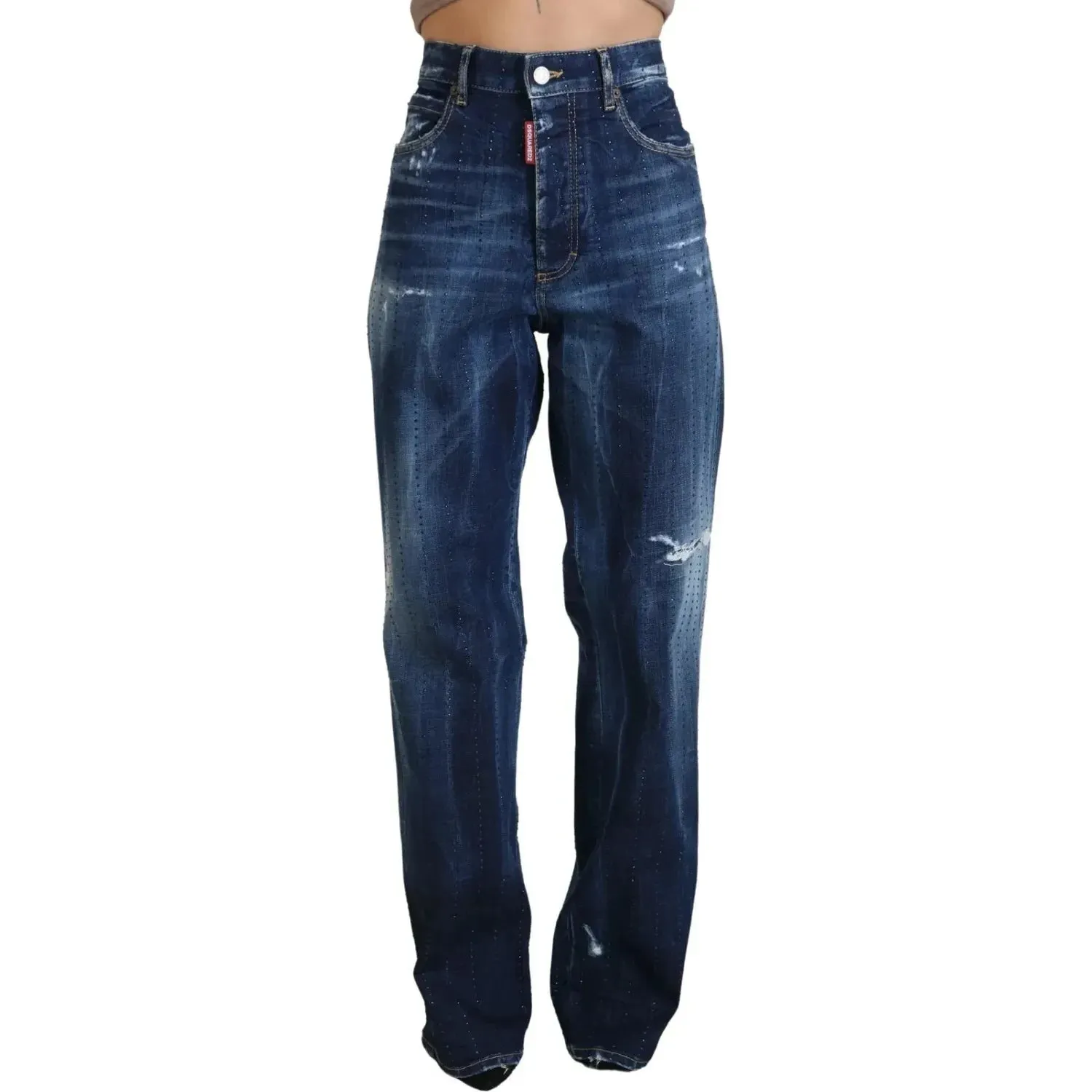 Dsquared² Blue High Waist Straight Denim Jeans San Diego