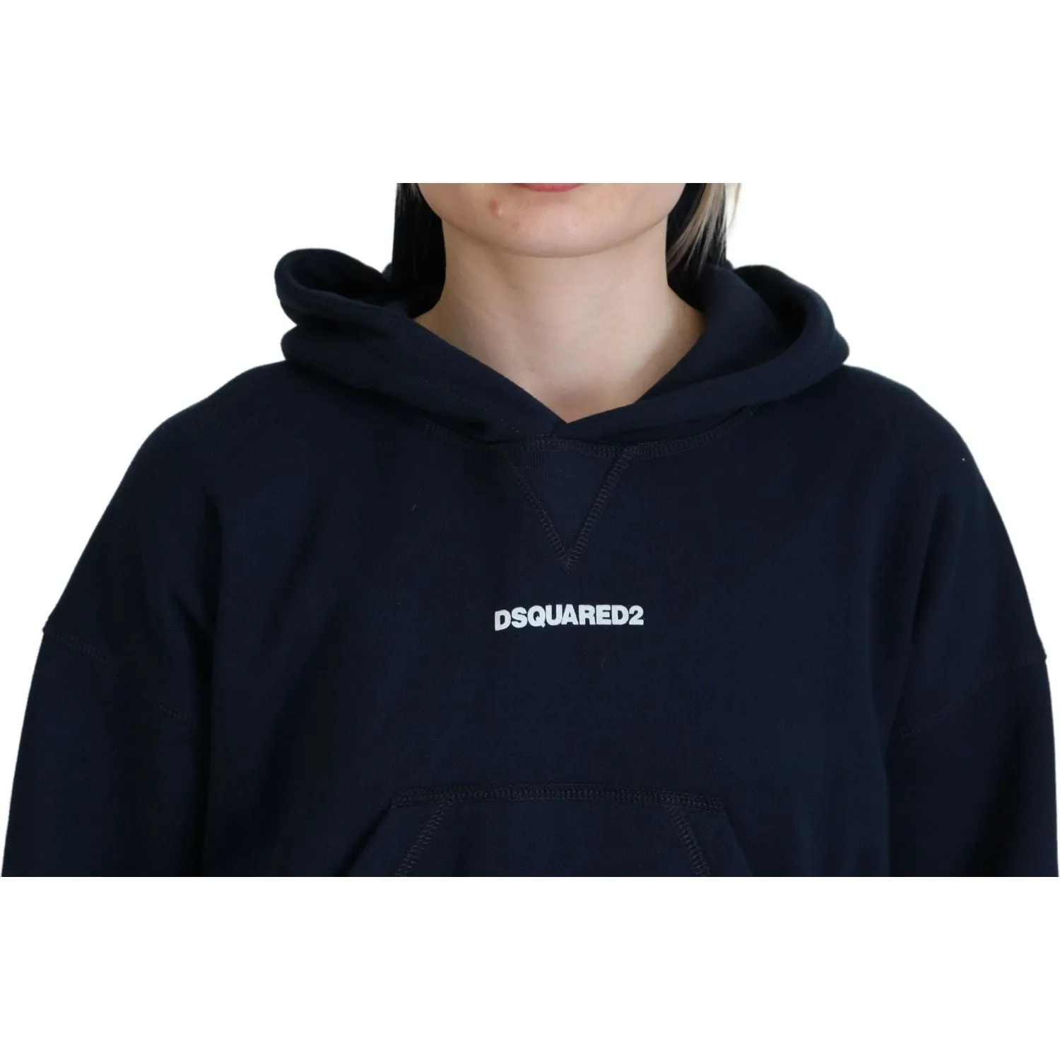 Dsquared² Blue Logo Print Hooded Cap Long Sleeve Sweater