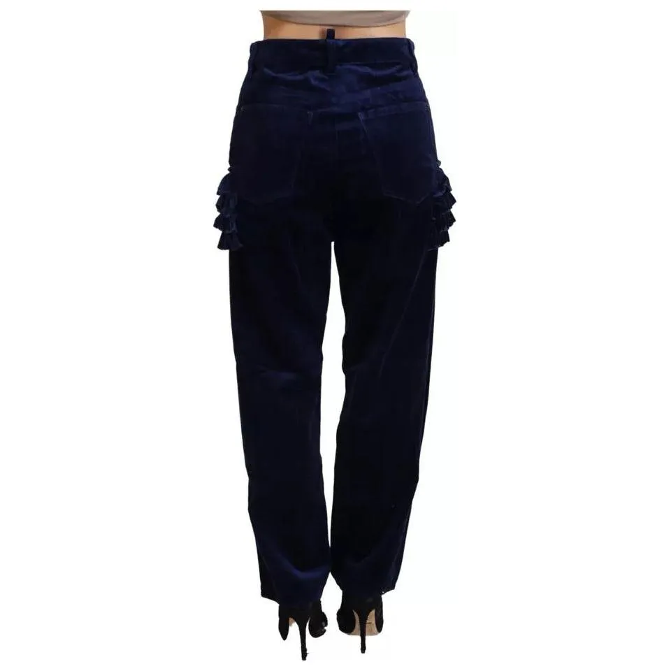 Dsquared² Blue Ruffles HighWaist Cotton Denim Boston Fit Pants