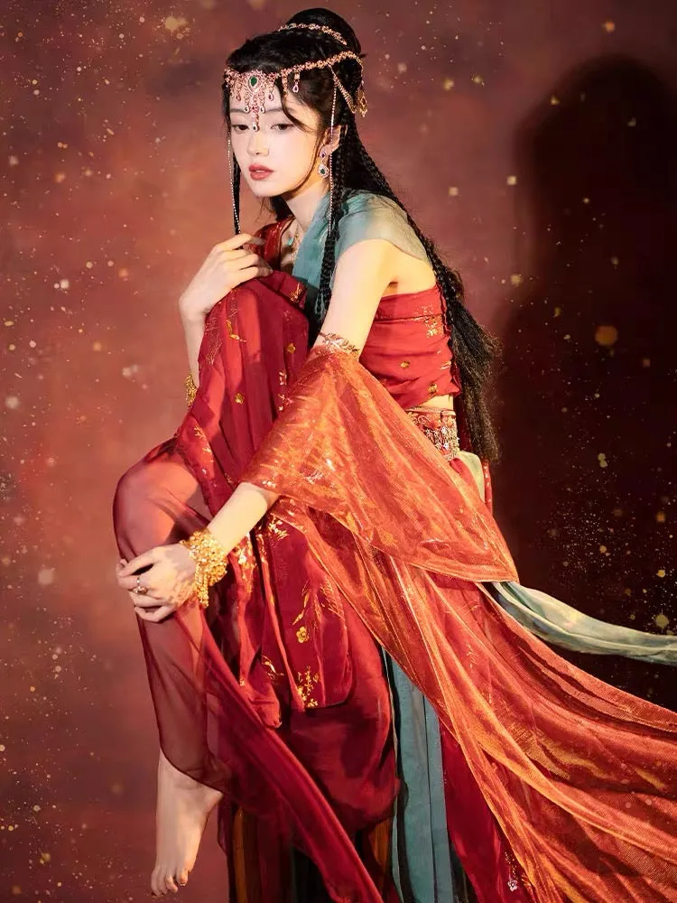 Dunhuang Fairies, Feitian Style Hanfu, Flames 火焰