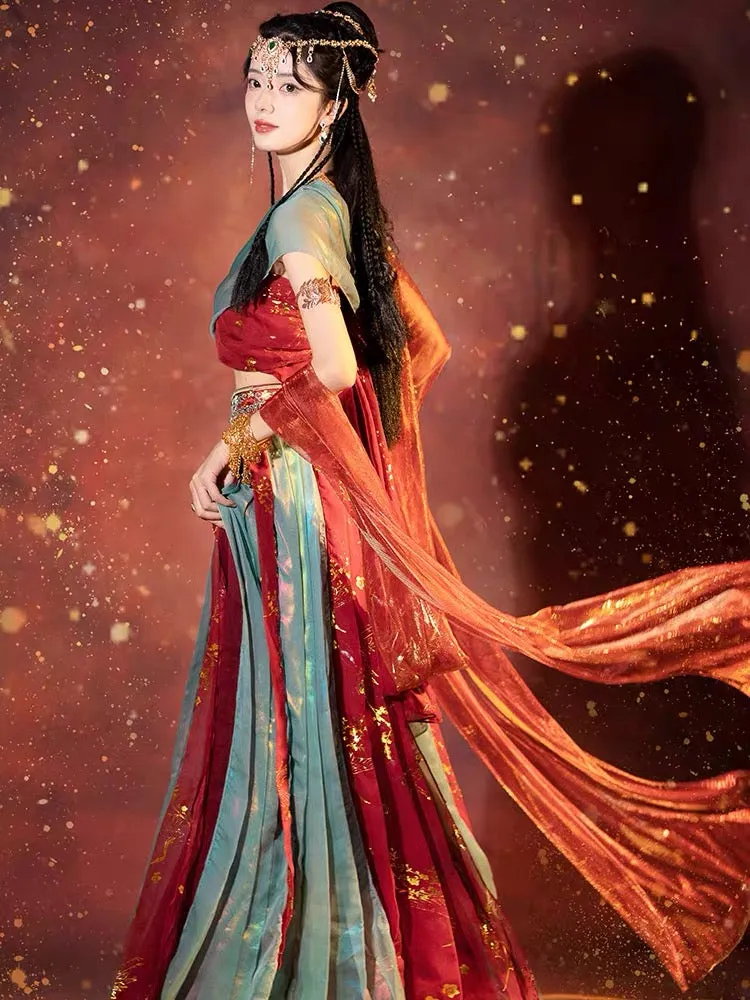 Dunhuang Fairies, Feitian Style Hanfu, Flames 火焰