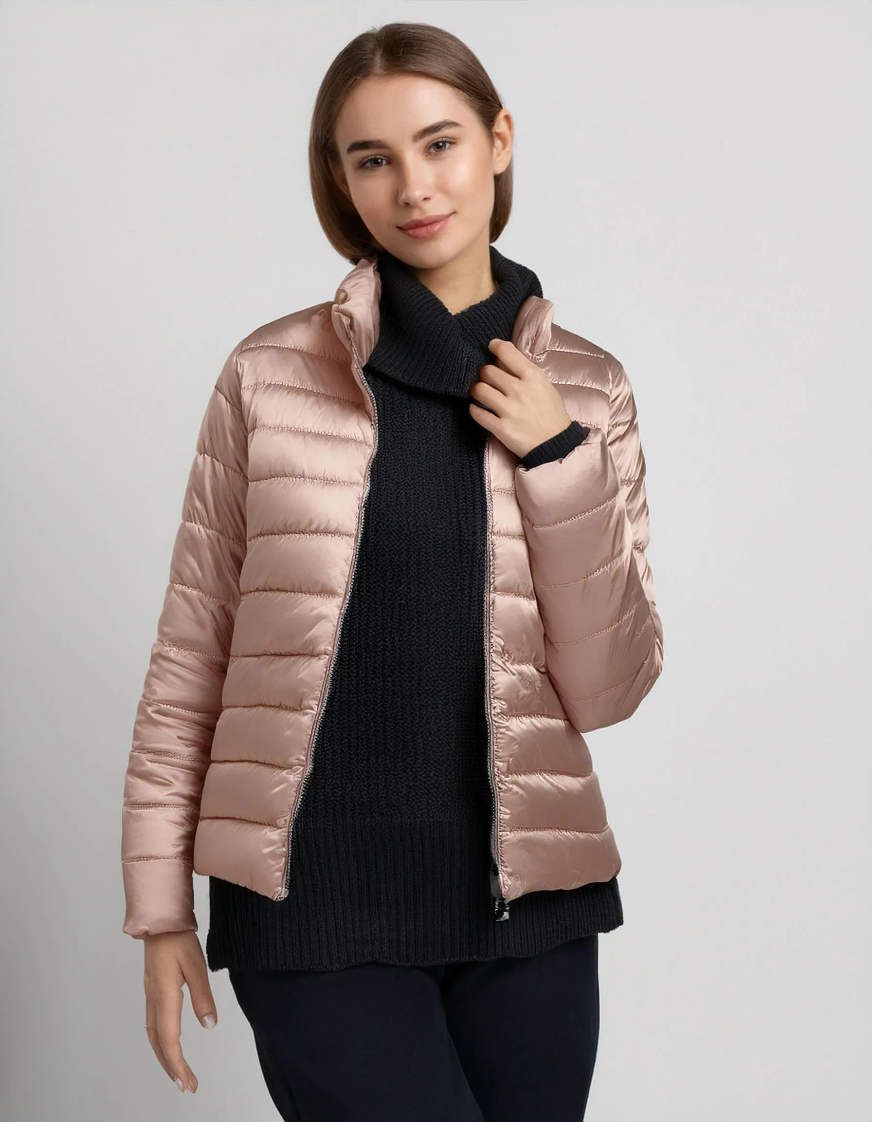 Dusty Pink Quilted Puffer Jacket