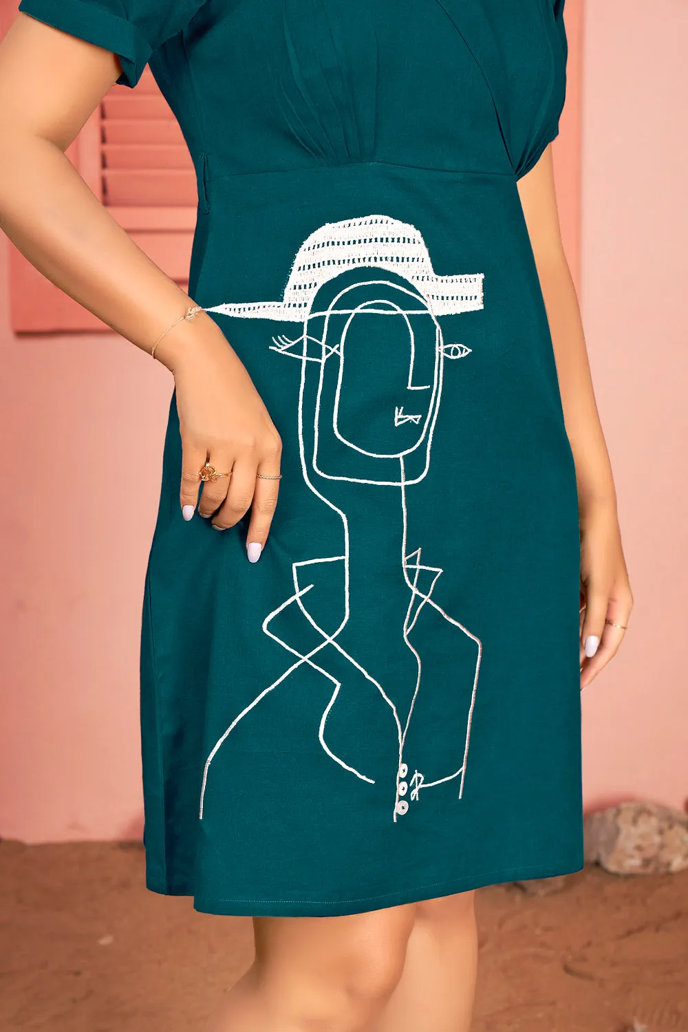 Embroidered Cotton Quirky A Line Summer Dress