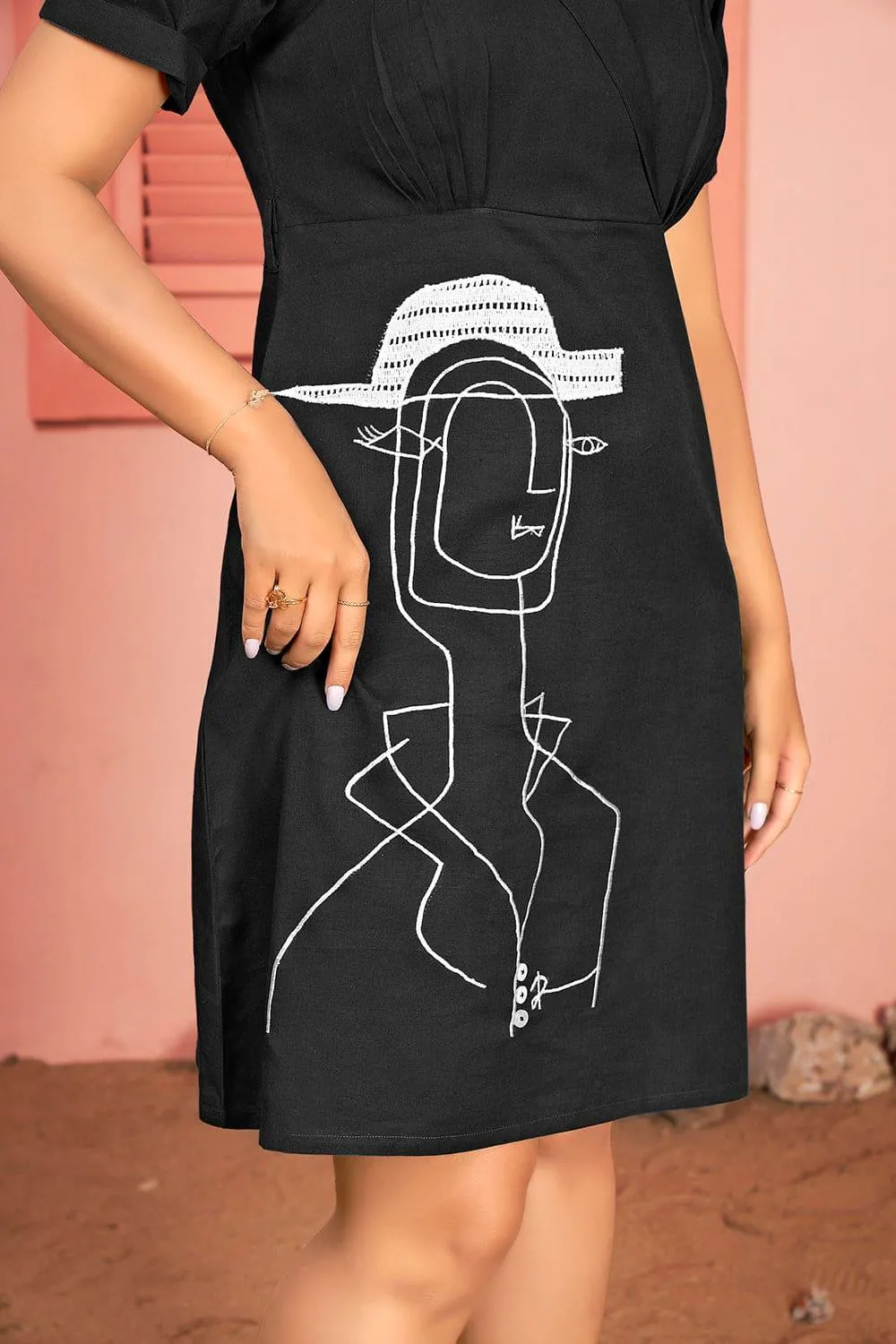 Embroidered Cotton Quirky A Line Summer Dress