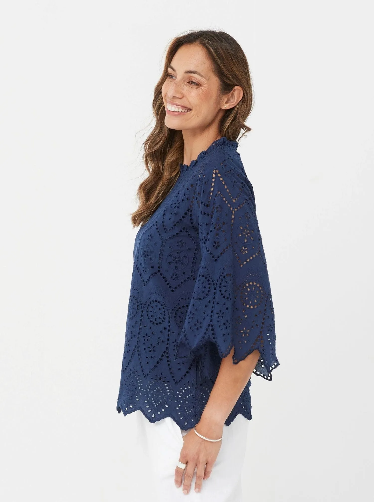 Evanna Top - Navy/Cotton