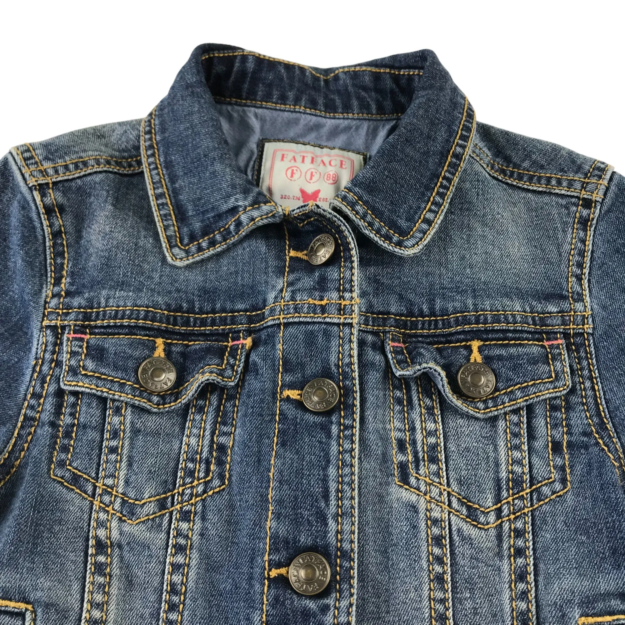 Fatface denim jacket 6-7 years blue slightly cropped cotton