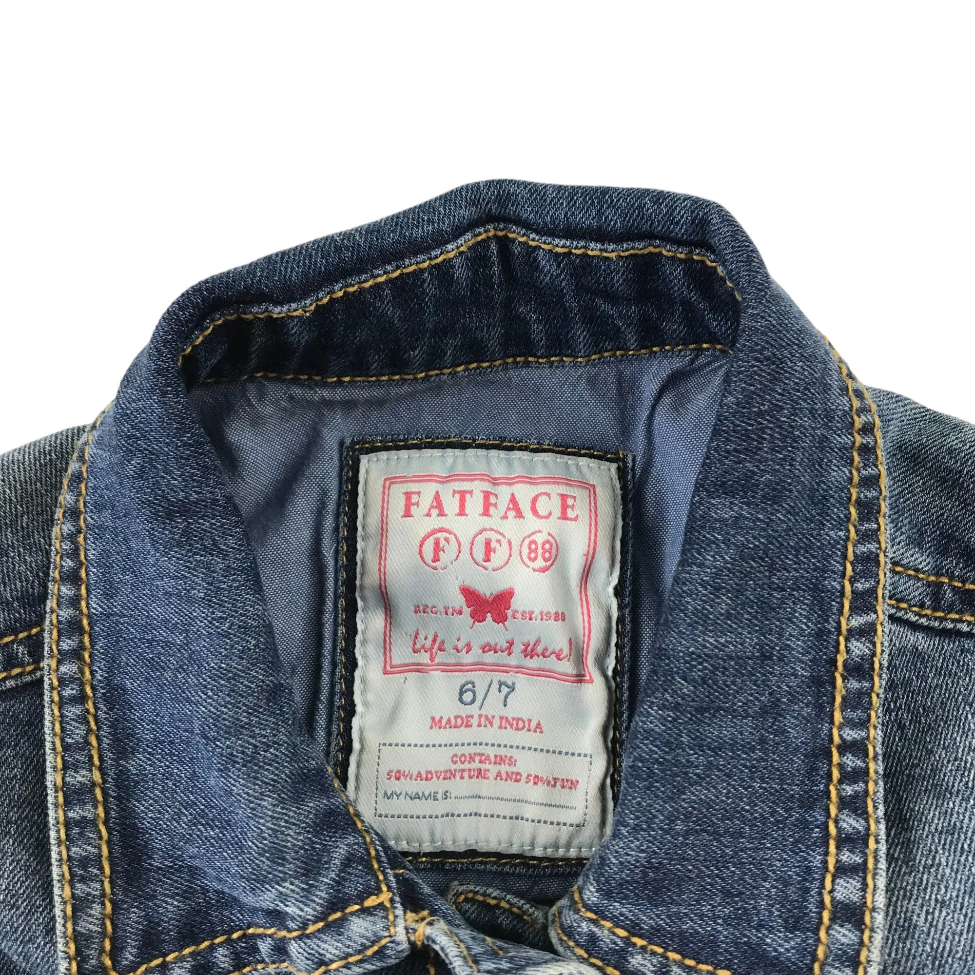 Fatface denim jacket 6-7 years blue slightly cropped cotton