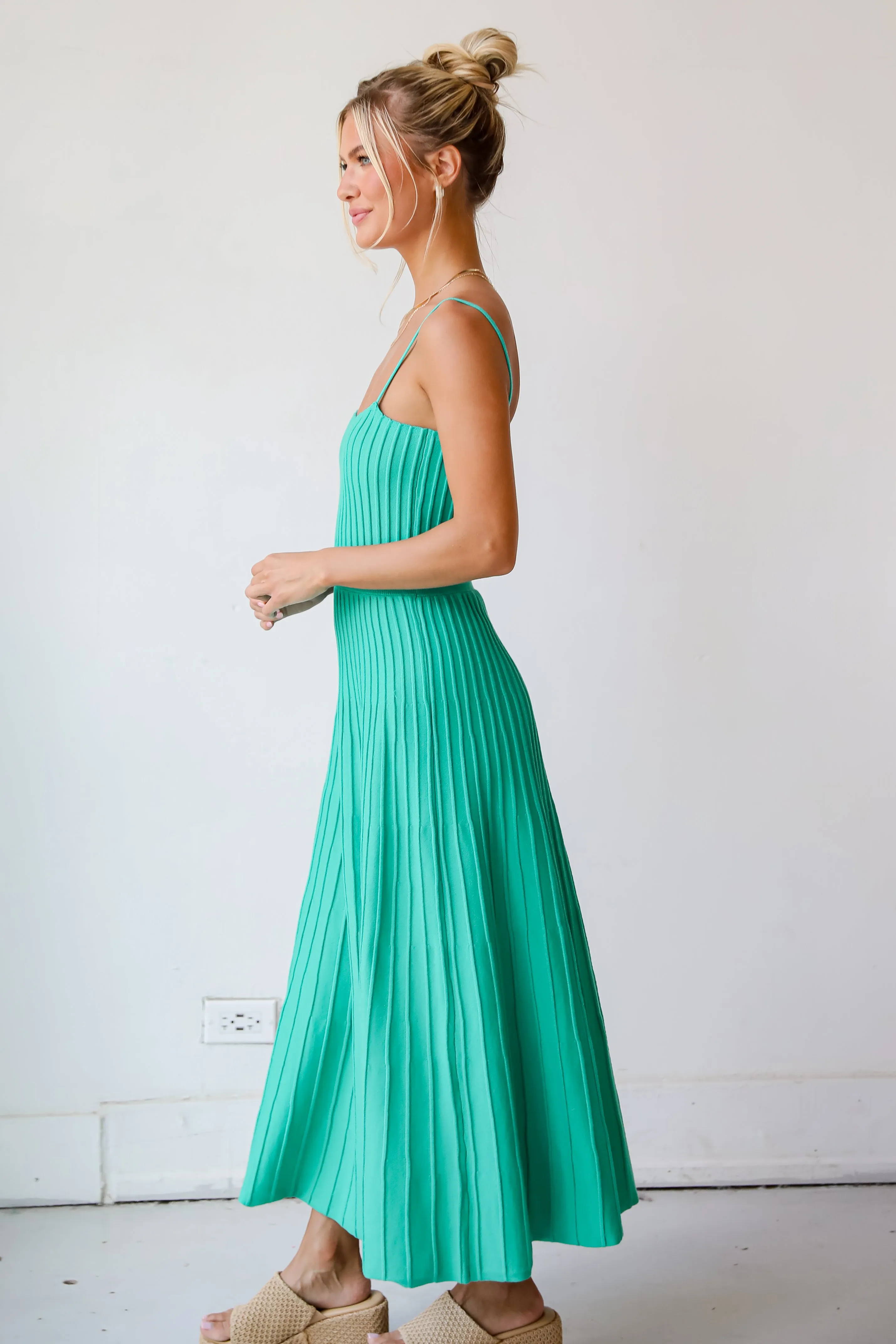 FINAL SALE - Lasting Sweetness Green Knit Maxi Dress