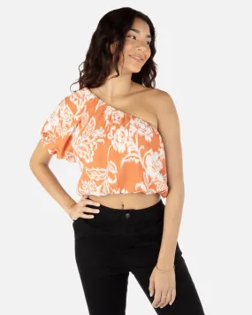 Floral Ikat One Shoudler Top